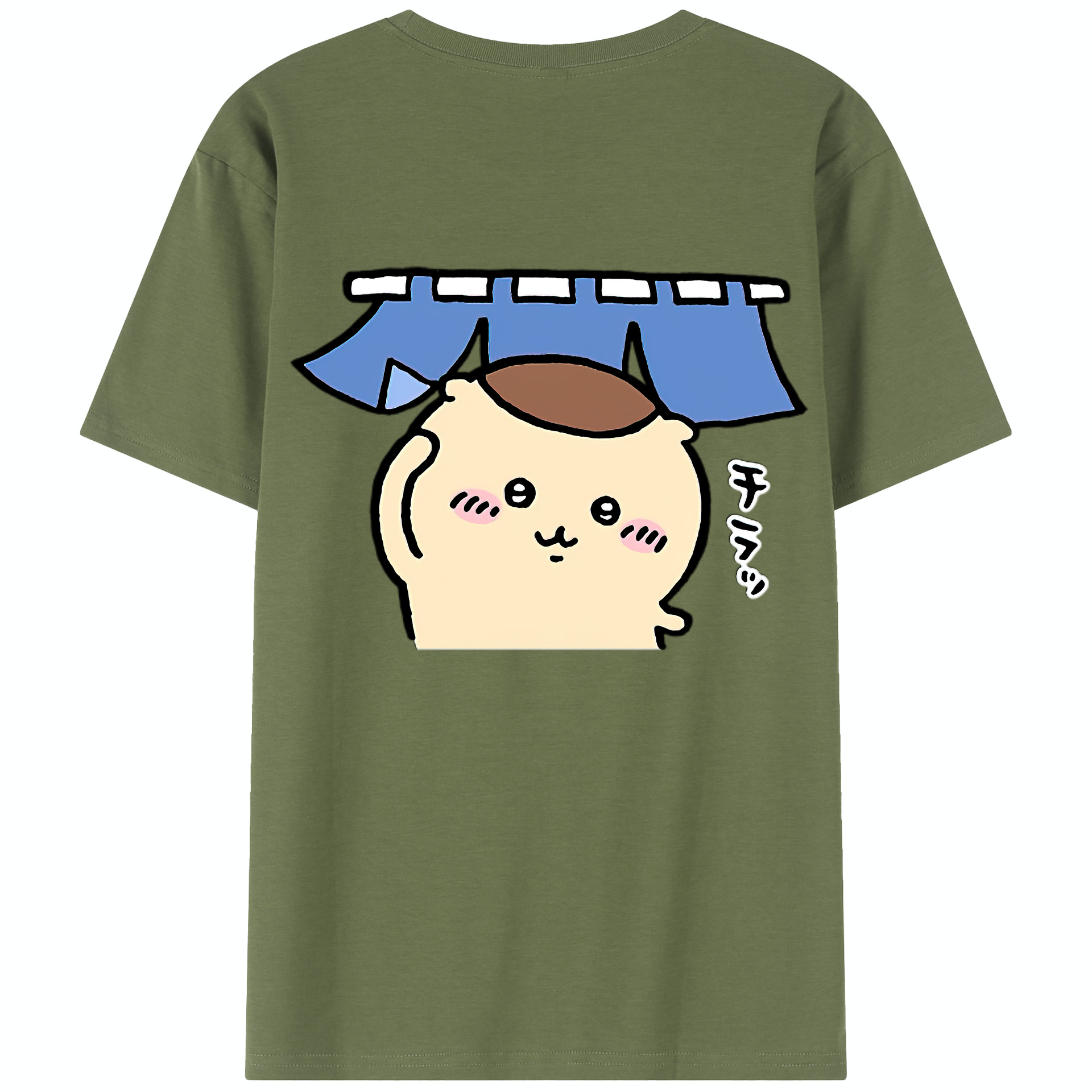 （画像用） ちいかわ くりまんじゅう Chii-kawa kuri manjū 綿100％半袖Tシャツ（背面プリント）
